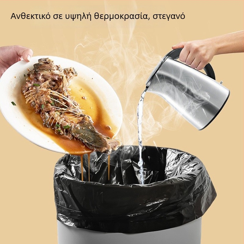 Μεγάλη μαύρη σακούλα απορριμμάτων με κορδόνι, ενισχυμένη, οικιακή χρήση, για κουζίνα, με αυτόματο κλείσιμο