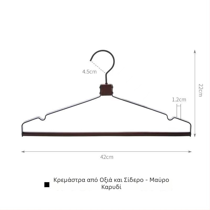 Κρεμάστρα ρούχων από ξύλο και σφυρήλατο σίδερο, οικιακή χρήση, με γάντζο, αντιολισθητική