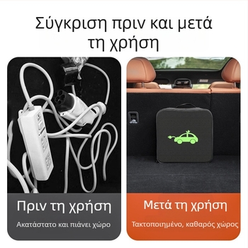 Θήκη αποθήκευσης καλωδίου φόρτισης ηλεκτρικού αυτοκινήτου, φορητή, αδιάβροχη, ανθεκτική στη φλόγα και με απορρόφηση κραδασμών