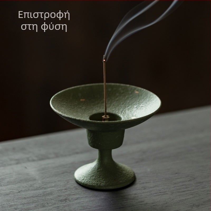 Ρετρό θυμιαντήρας από αδρή κεραμική με χρυσές πινελιές, για οικιακή χρήση, Zen στυλ, πολυτελής για αγάρ και σανδαλόξυλο