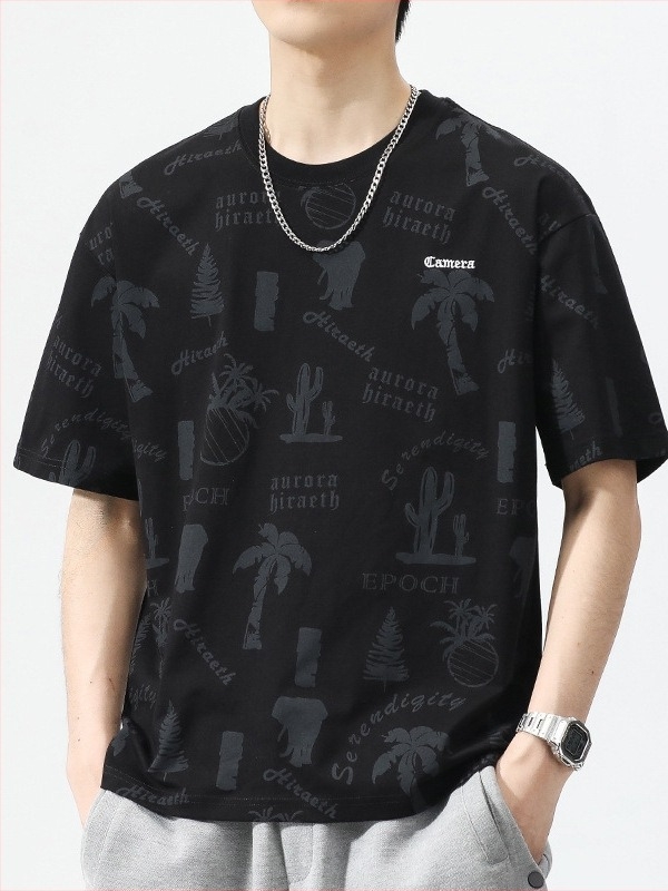 Αντρικό κοντομάνικο T‑shirt από ice silk, καλοκαίρι 2025, γρήγορο στέγνωμα, άνετη χαλαρή εφαρμογή, στρογγυλός λαιμός, καθημερινή χρήση.