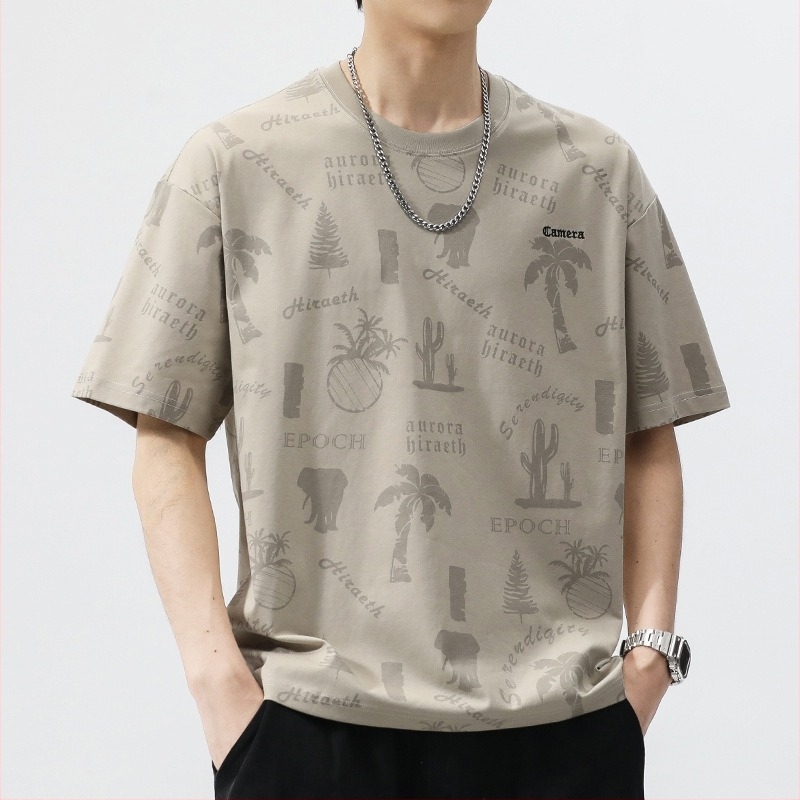 Αντρικό κοντομάνικο T‑shirt από ice silk, καλοκαίρι 2025, γρήγορο στέγνωμα, άνετη χαλαρή εφαρμογή, στρογγυλός λαιμός, καθημερινή χρήση.