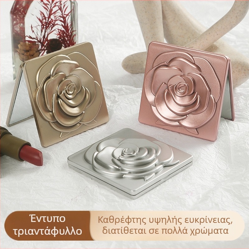 Μίνι διπλής όψης αναδιπλούμενος καθρέφτης μακιγιάζ, φορητός τετράγωνος καθρέφτης, χαριτωμένο