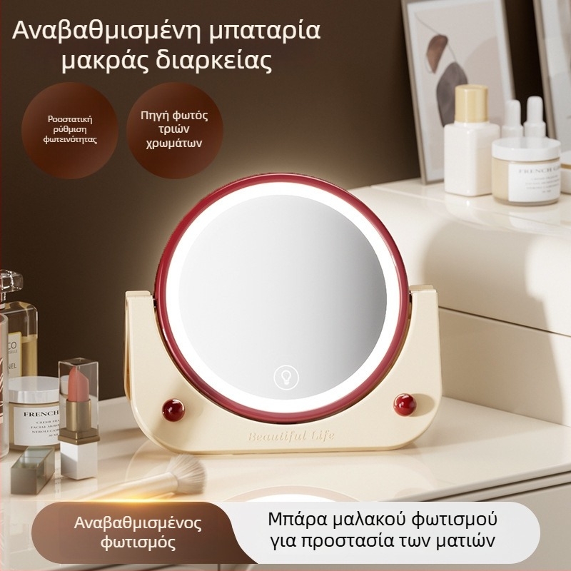 LED Καθρέφτης Μακιγιάζ με Φωτισμό, Κρεμάμενος και Αναδιπλούμενος, Υψηλής Ποιότητας Επιτραπέζιος Καθρέφτης για Φοιτητικές Εστίες