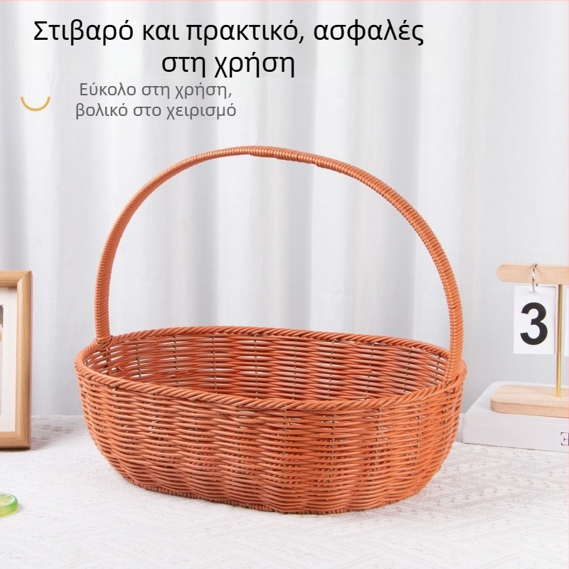Χειροποίητο πλεκτό καλάθι για φρούτα και αυγά, δημιουργικό σχέδιο, κατάλληλο για αγορές και δώρο