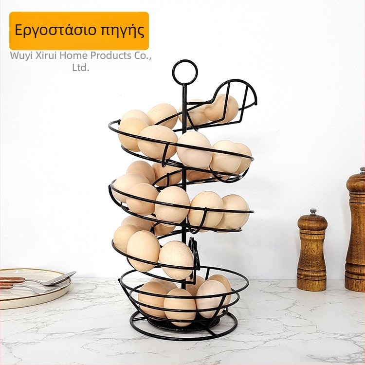 Σπειροειδές μεταλλικό καλάθι αυγών, ράφι αποθήκευσης, μεγάλη χωρητικότητα