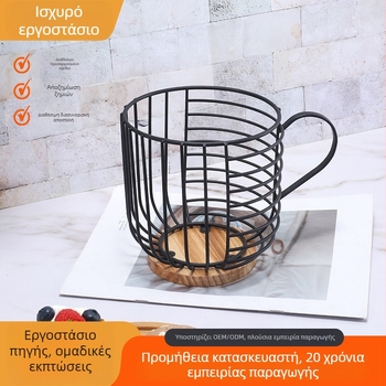 Επιτραπέζιο ράφι αποθήκευσης καψουλών καφέ και σιδερένιο καλάθι – φορητός οργανωτής κουζίνας και φρούτων