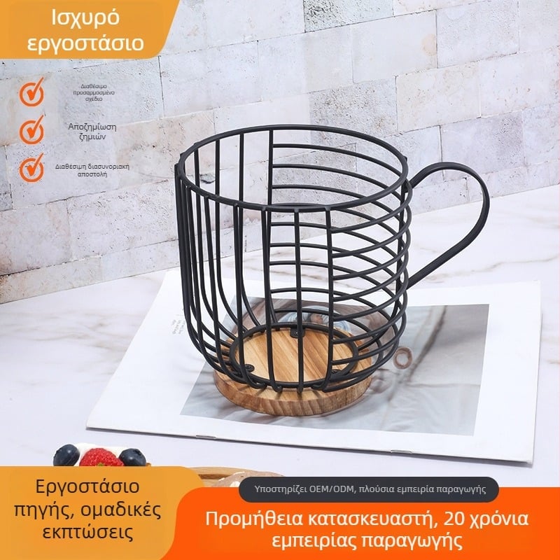 Επιτραπέζιο ράφι αποθήκευσης καψουλών καφέ και σιδερένιο καλάθι – φορητός οργανωτής κουζίνας και φρούτων
