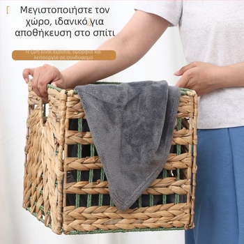 Αναδιπλούμενο καλάθι αποθήκευσης με πλεκτό ρατάν σχέδιο για αποθήκευση ρούχων στο υπνοδωμάτιο