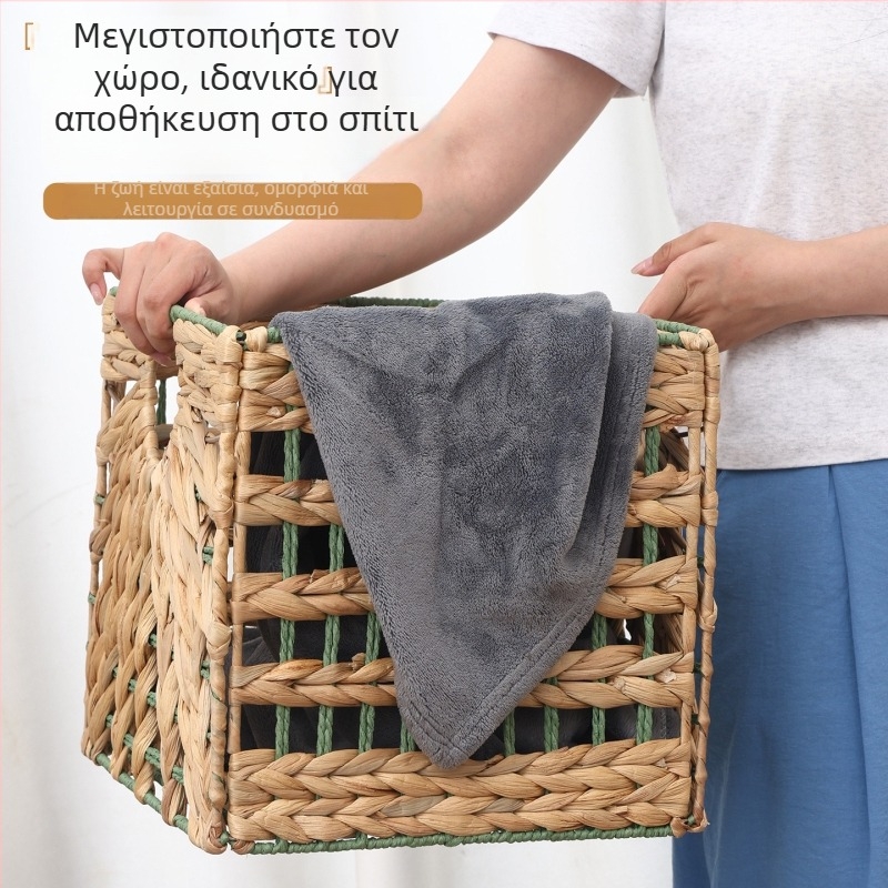 Αναδιπλούμενο καλάθι αποθήκευσης με πλεκτό ρατάν σχέδιο για αποθήκευση ρούχων στο υπνοδωμάτιο
