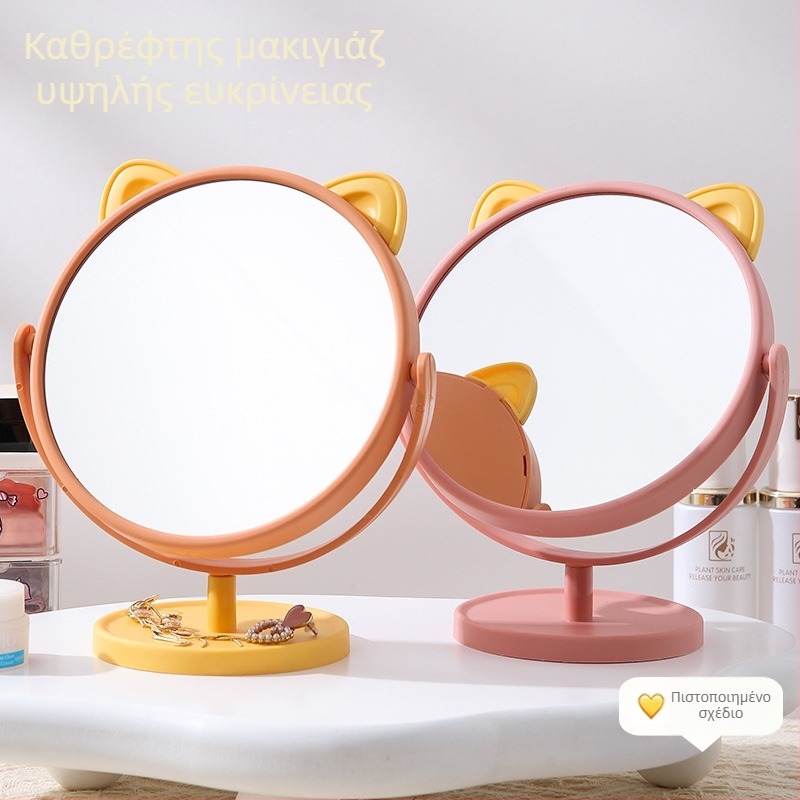Χαριτωμένος καθρέφτης μακιγιάζ με αυτιά γάτας — επιτραπέζιος καθρέφτης ομορφιάς από πλαστικό