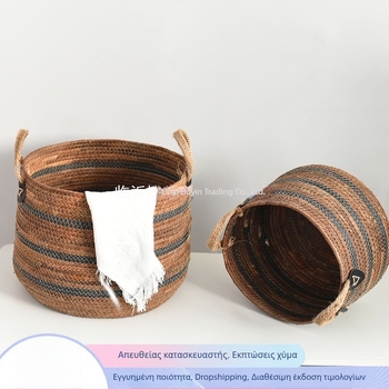 Κασάκι αποθήκευσης από ρατάν, υφαντό με μεγάλη χωρητικότητα για οργάνωση μικροαντικειμένων, μπαλκόνι, σαλόνι, γλάστρες και παιχνίδια.