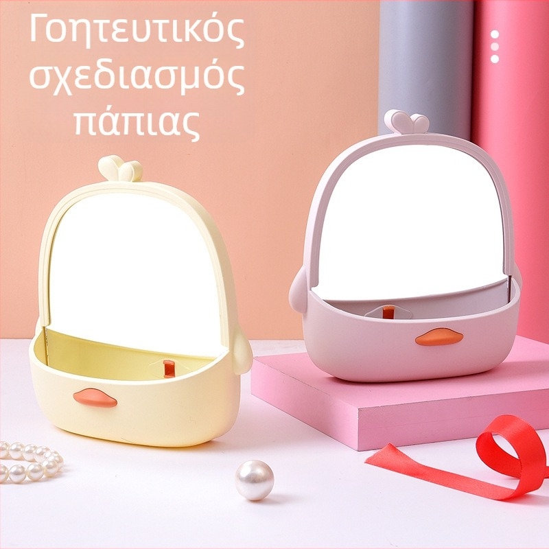 Καθρέφτης μακιγιάζ με ενσωματωμένη θήκη αποθήκευσης, φορητός επιτραπέζιος καθρέφτης για οικιακή χρήση, όρθιος, μικρός καθρέφτης για χτένα