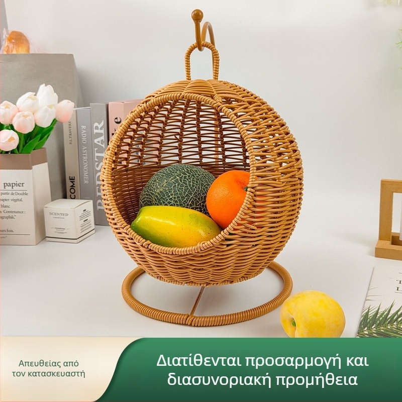 Χειροποίητο κρεμαστό καλάθι φρούτων και αποθήκευσης, οικιακό καλάθι για σαλόνι και πικνίκ, από PP