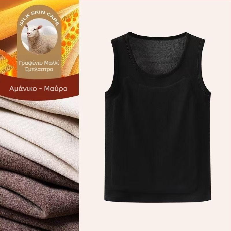 Unisex θερμικό γιλέκο με γραφένιο μαλλί, κουκούλα, με εφαρμογή, διπλό στρώμα, για φθινόπωρο-χειμώνα