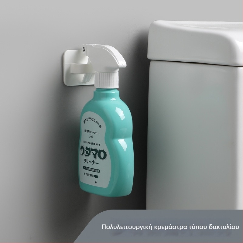 Σετ 2 πλαστικές κρεμάστρες τοίχου μπάνιου — αυτοκόλλητες, χωρίς διάτρηση, χωρίς ίχνη, εγκατάσταση πίσω από την πόρτα