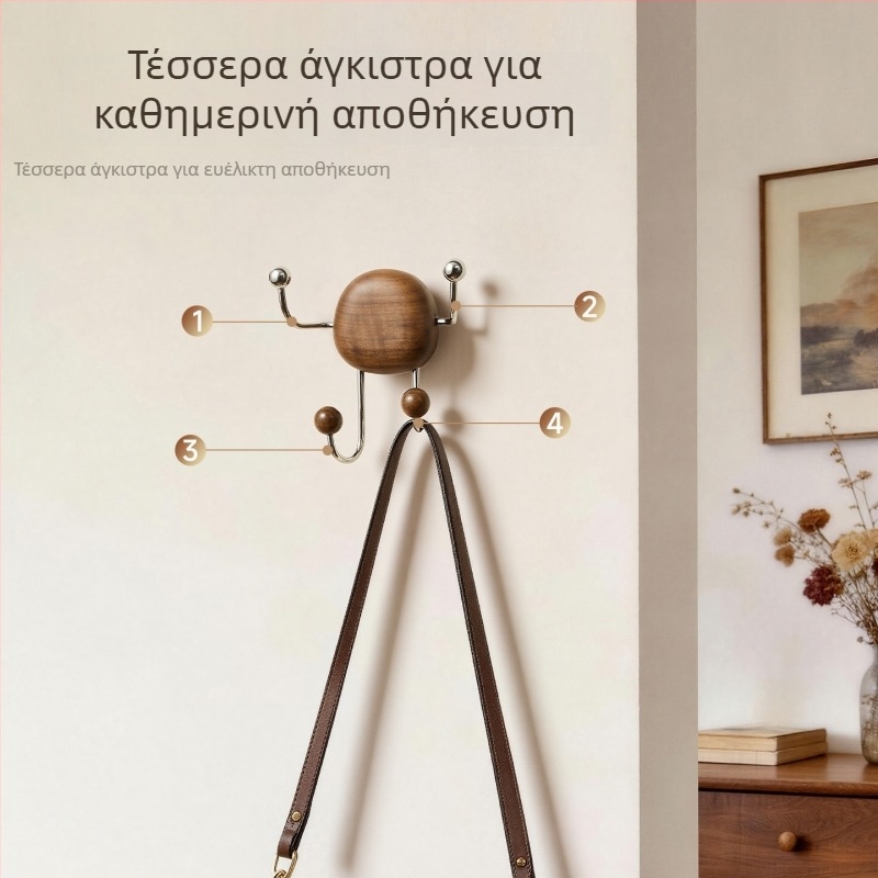 Γάντζοι από καρυδιά, vintage στυλ, χωρίς διάτρηση, με ισχυρή πρόσφυση και βύσμα σούπας, πολλαπλές σειρές