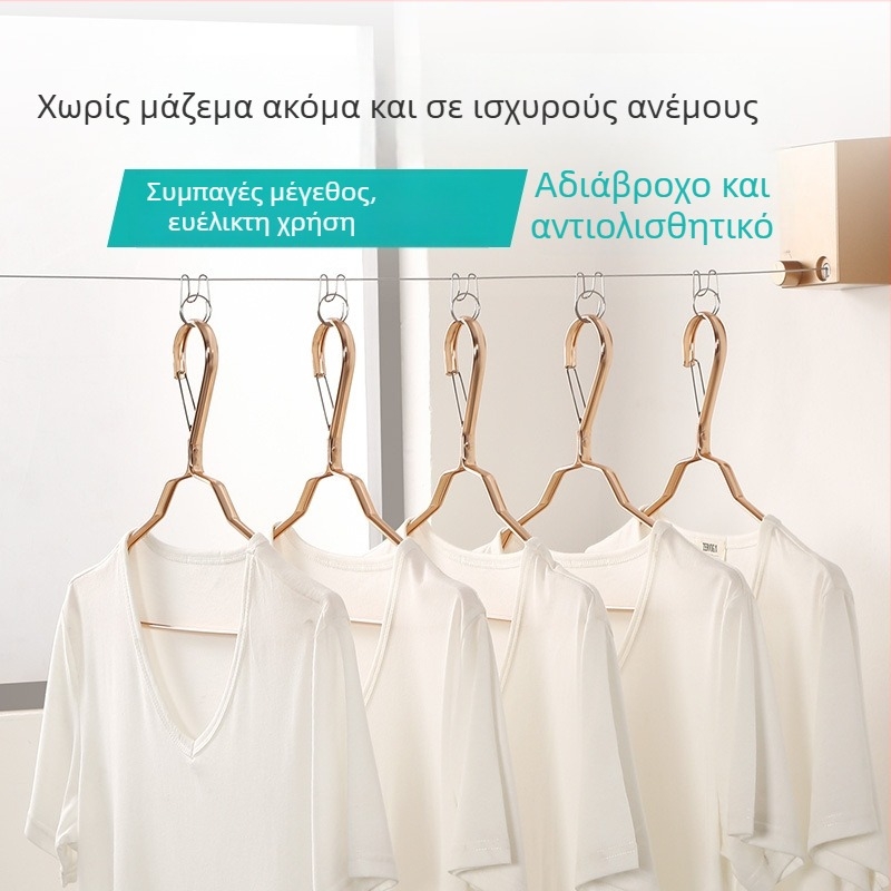 Εξωτερικός κλιπ στερέωσης σχοινιού για ρούχους, αντιανεμικός και αντιολισθητικός, από ανοξείδωτο ατσάλι, αγκίστρι πολλαπλών χρήσεων