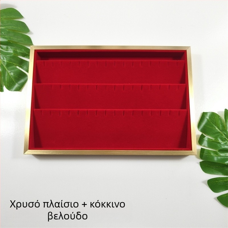 Πλαίσιο από χρυσό μέταλλο για προβολή κοσμημάτων: σκουλαρίκια και κολιέ