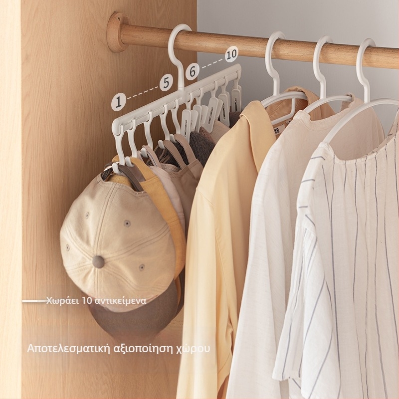 Lazy Corner Οικιακή κρεμάστρα για καπέλα και ρούχα με πολλαπλά κλιπ — Μοντέρνος μινιμαλιστικός οργανωτής γκαρνταρόμπας, χωρίς ίχνη, ABS