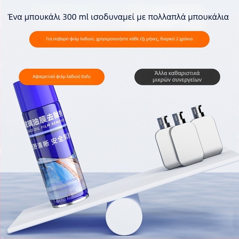 Απομάκρυνση φιλμ λαδιού από το παρμπρίζ αυτοκινήτου με αφρώδες καθαριστικό
