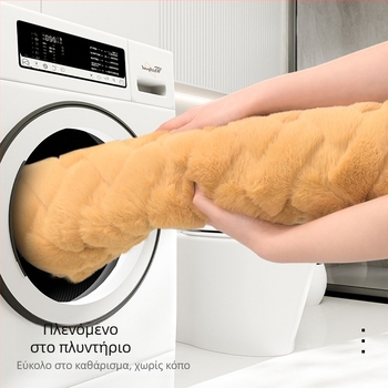 Σετ δύο τεμαχίων χαλάκια μπάνιου και εισόδου από μικροΐνες, απορροφητικά, με ψεύτικη γούνα κουνελιού, αντιολισθητικά, μονόχρωμα