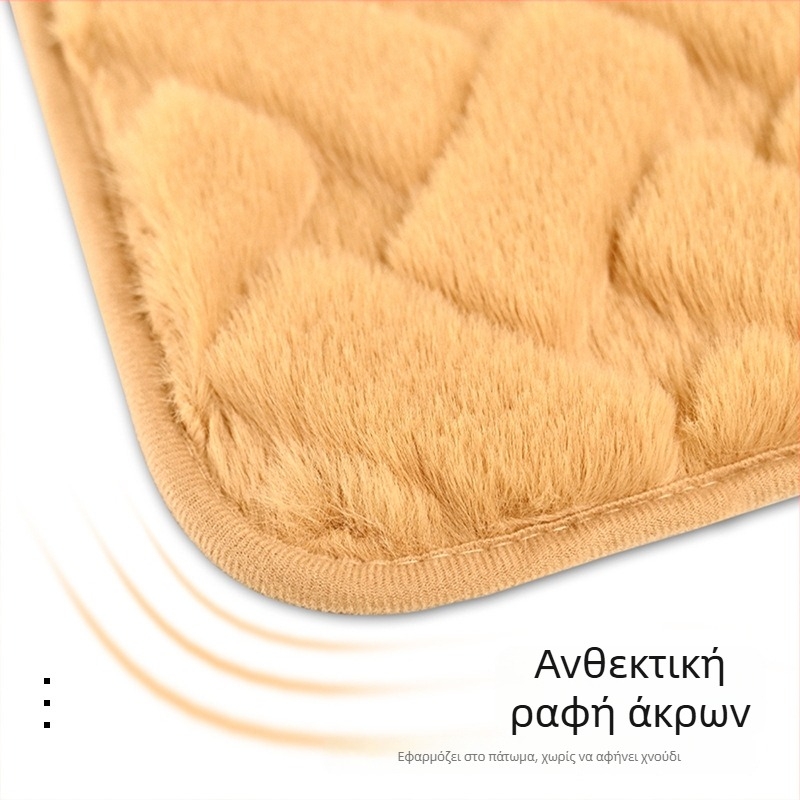 Σετ δύο τεμαχίων χαλάκια μπάνιου και εισόδου από μικροΐνες, απορροφητικά, με ψεύτικη γούνα κουνελιού, αντιολισθητικά, μονόχρωμα