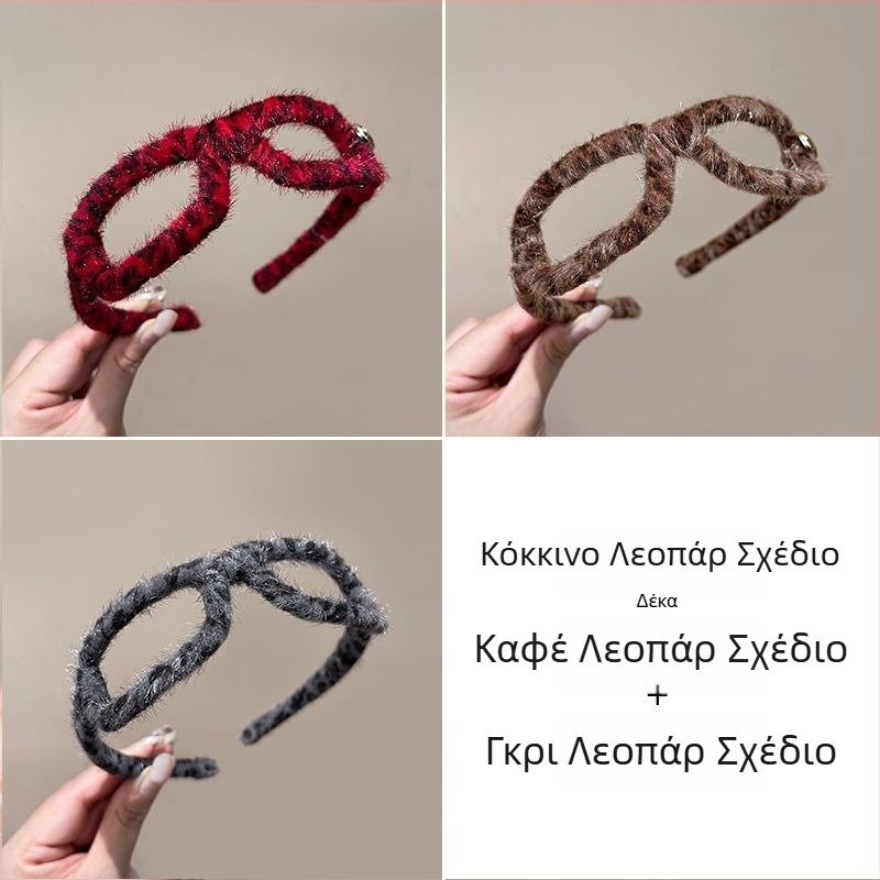 Παιδικός βελούδινος κεφαλόδεσμος με λεοπάρ μοτίβο, για κορίτσια, άνετη εφαρμογή, φθινοπωρο-χειμώνας 2025