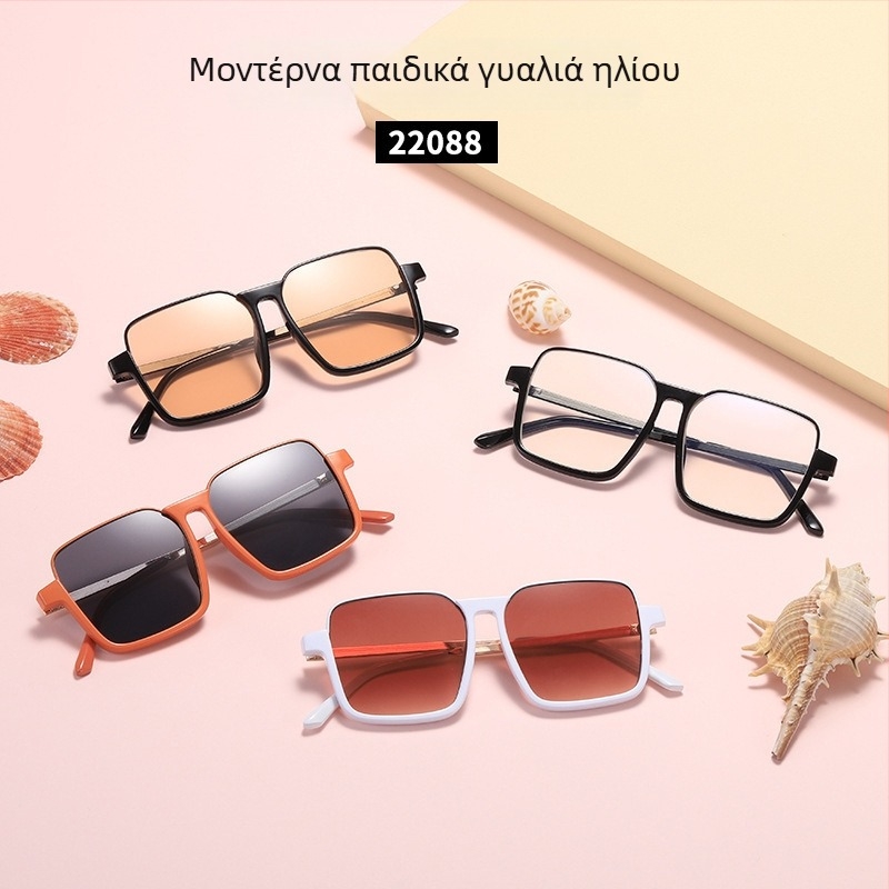 Παιδικά γυαλιά ηλίου με μεγάλη τετράγωνη κάσα, PC σκελετός, UV380, unisex, Καλοκαίρι 2025