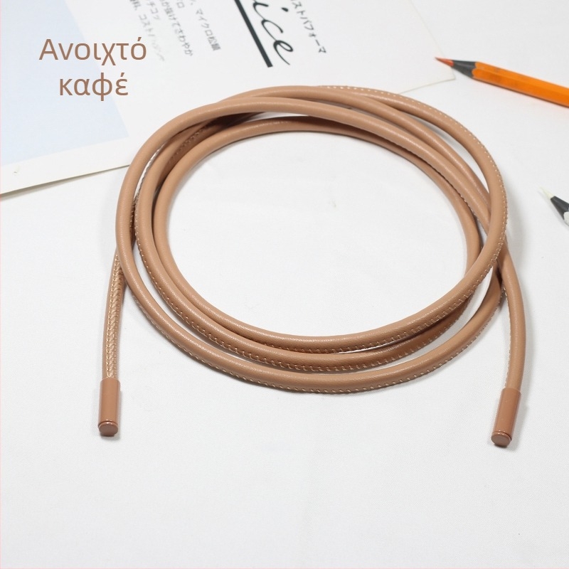 Γυναικεία ζώνη από microfiber δερματίνη με σχέδιο γούνας προβάτου, κυκλικός δερμάτινος σχοινί με φιόγκο, για παλτό, υπερ-μακρύ δέσιμο