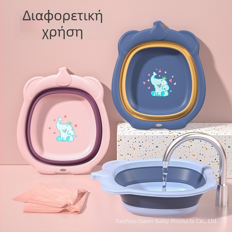 Νέα αναδιπλούμενη παιδική λεκάνη για πλύσιμο προσώπου και ποδιών, PP υλικό, σχήμα καρτούν
