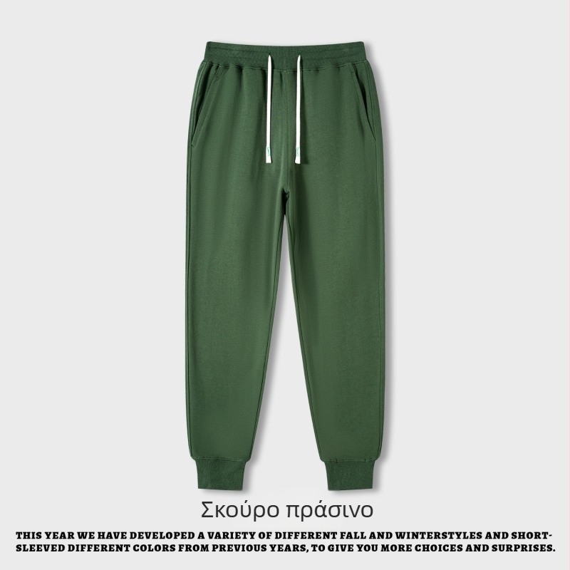 470G βαρύ βαμβακερό ανδρικά χαλαρά παντελόνια με κορδόνι, φθινοπωρινό-χειμερινό 2024, αμερικάνικο ρετρό στυλ