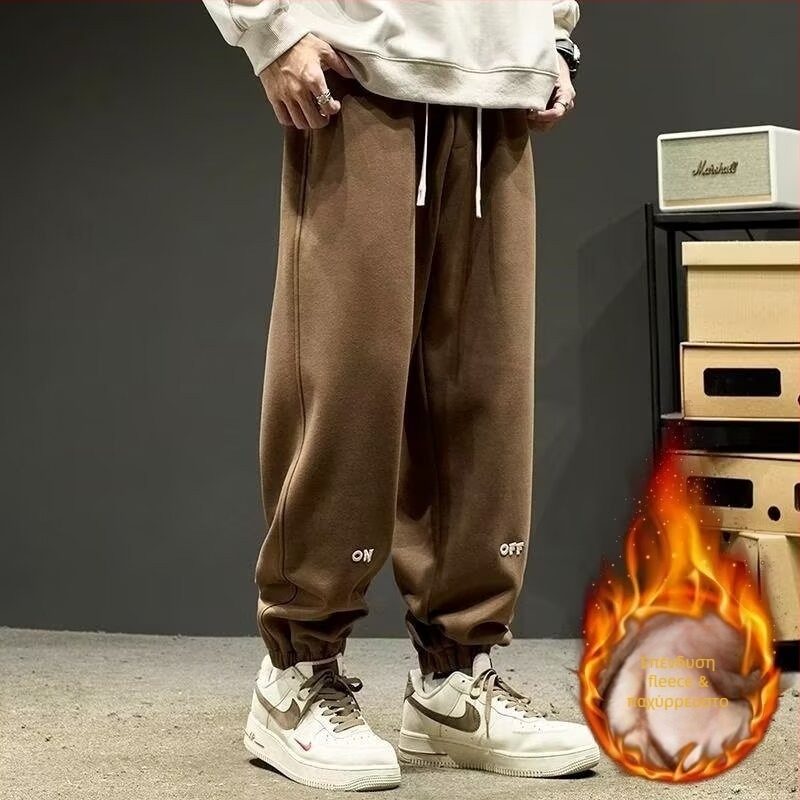 Ανδρικά παντελόνια τζόγκερ, casual άνοιξη-φθινόπωρο, φαρδιά γραμμή, μανσέτα στον αστράγαλο, 2025 αμερικάνικου στυλ κεντημένα παντελόνια εργασίας
