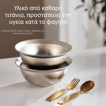Μπόλ από καθαρό τιτάνιο για παιδιά, οικιακής χρήσης, premium αντιβακτηριακό και ανθεκτικό στη μούχλα, παχύ μπολ για γεύματα και σούπες, διάμετρος 14–14,9 cm