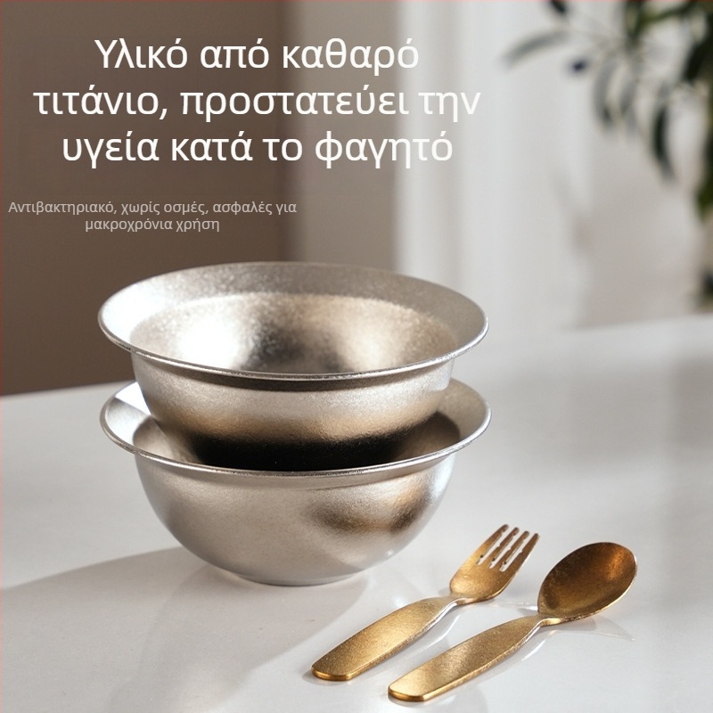 Μπόλ από καθαρό τιτάνιο για παιδιά, οικιακής χρήσης, premium αντιβακτηριακό και ανθεκτικό στη μούχλα, παχύ μπολ για γεύματα και σούπες, διάμετρος 14–14,9 cm