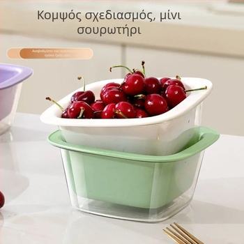 Μίνι διώροφο κοάθι φρούτων, πλαστικό, αποστράγγιση για κουζίνα και σαλόνι
