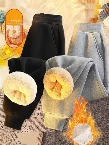 Ανδρικά παντελόνια φόρμας με επένδυση fleece, μεγάλα μεγέθη, χειμώνας, χαλαρή εφαρμογή, μανσέτες στον αστράγαλο