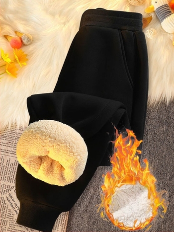 Ανδρικά παντελόνια φόρμας με επένδυση fleece, μεγάλα μεγέθη, χειμώνας, χαλαρή εφαρμογή, μανσέτες στον αστράγαλο