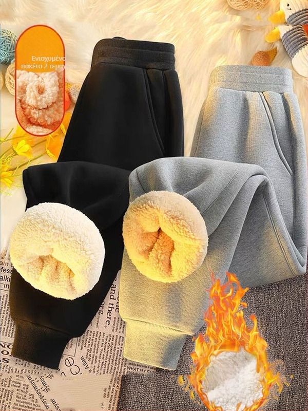 Ανδρικά παντελόνια φόρμας με επένδυση fleece, μεγάλα μεγέθη, χειμώνας, χαλαρή εφαρμογή, μανσέτες στον αστράγαλο