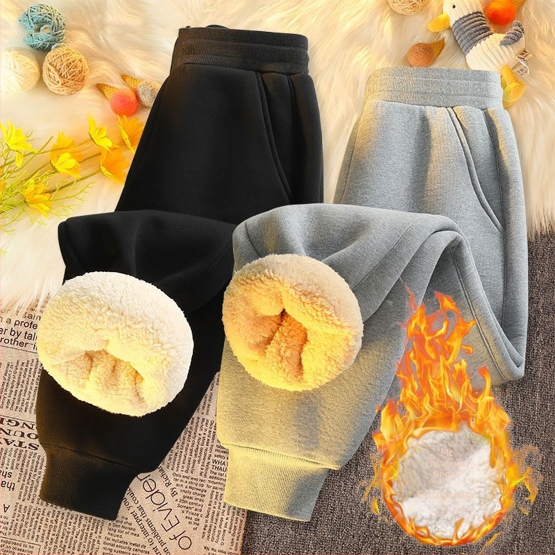 Ανδρικά παντελόνια φόρμας με επένδυση fleece, μεγάλα μεγέθη, χειμώνας, χαλαρή εφαρμογή, μανσέτες στον αστράγαλο