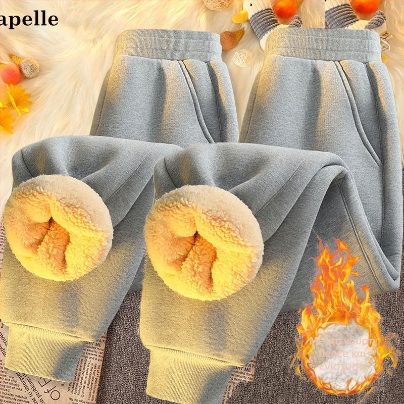 Ανδρικά παντελόνια φόρμας με επένδυση fleece, μεγάλα μεγέθη, χειμώνας, χαλαρή εφαρμογή, μανσέτες στον αστράγαλο