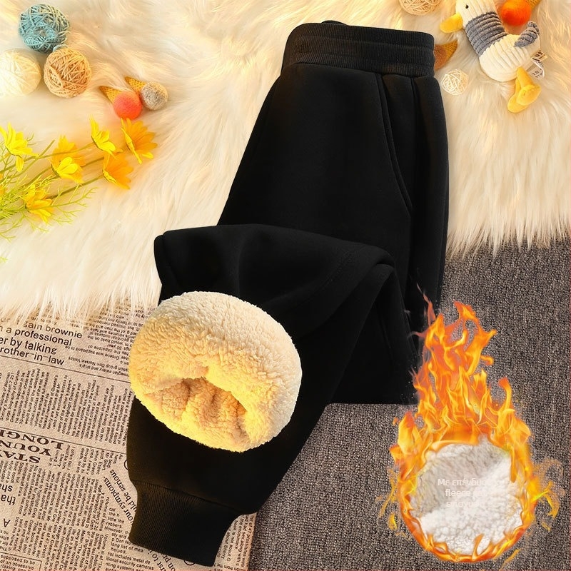 Ανδρικά παντελόνια φόρμας με επένδυση fleece, μεγάλα μεγέθη, χειμώνας, χαλαρή εφαρμογή, μανσέτες στον αστράγαλο