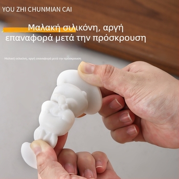 Γλυκό λευκό κουνελάκι για πόρτες – σιλικόνη με αναρρόφηση πόρτας, πλαστικό, χωρίς τρύπες, πολυλειτουργικός