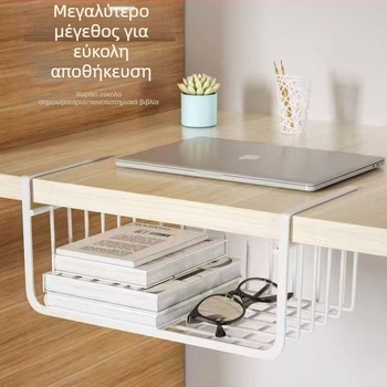 Ενισχυμένος μεταλλικός αποθηκευτικός ράφος για φοιτητές, με κρεμαστό καλάθι κάτω από το γραφείο και κουζίνας τοίχου, μονόεπίπεδη οργάνωση εσωρούχων