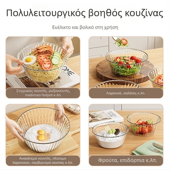 Διάφανο πλαστικό μπολ PET για σαλάτες, πολυτελές μπολ επιδόρπιο, παχυσμένο μεγάλο μπολ για νουντλς, μπολ φρούτων