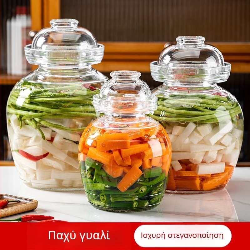 Μεγάλο γυάλινο βάζο τουρσί για οικιακή χρήση, σφραγισμένο βάζο για κονσερβοποίηση λαχανικών, τουρσί σε στυλ Σιτσουάν