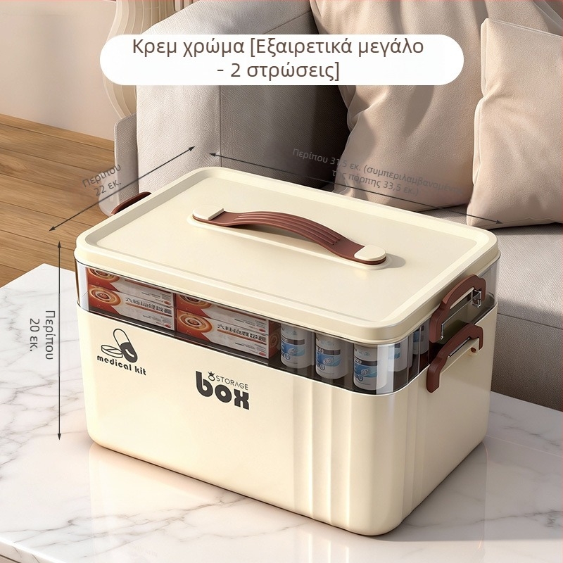 Οικιακή φαρμακευτική θήκη μεγάλης χωρητικότητας με πολλαπλά διαμερίσματα