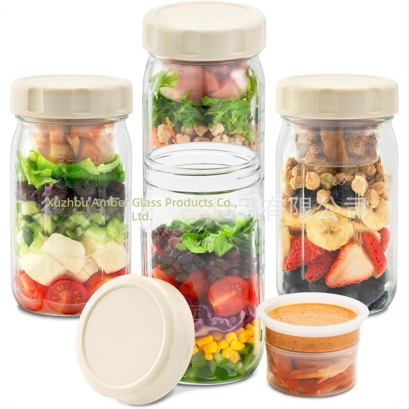 Γυάλινο Mason βάζο με σφραγιζόμενο καπάκι, 32 oz (950 ml), για μαρμελάδα, βρώμη και σαλάτα, κυλινδρικό δοχείο αποθήκευσης