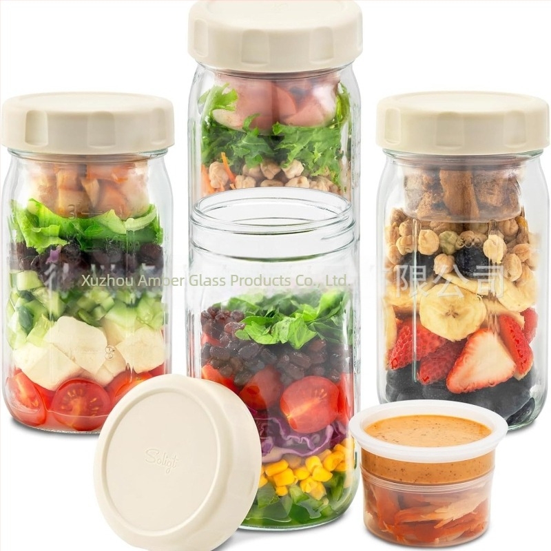 Γυάλινο Mason βάζο με σφραγιζόμενο καπάκι, 32 oz (950 ml), για μαρμελάδα, βρώμη και σαλάτα, κυλινδρικό δοχείο αποθήκευσης