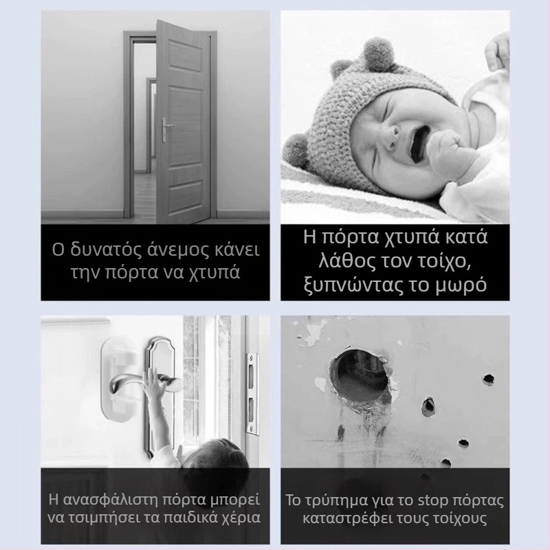 Διαφανής σιλικονομένος σταθεροποιητής πόρτας – αντικρούσεις, χωρίς διάτρηση, τοποθέτηση στο δάπεδο, αυξημένο ύψος, ήσυχο κλείσιμο